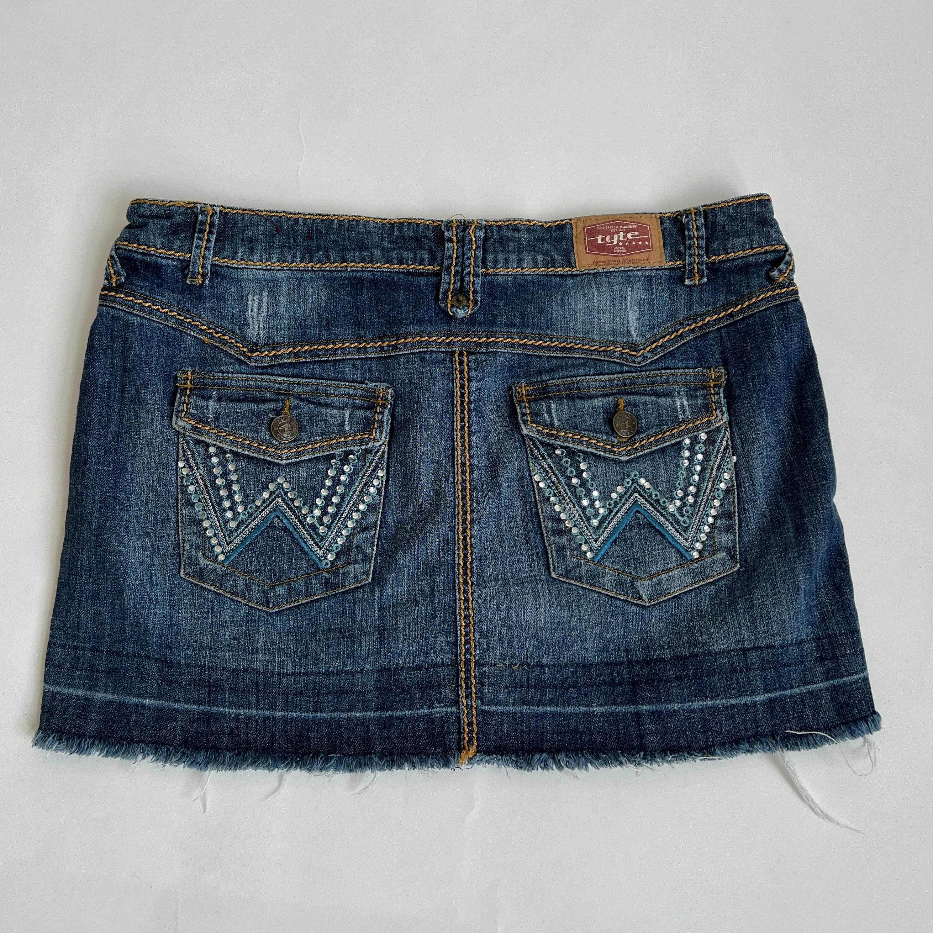 00s denim mini skirt XL