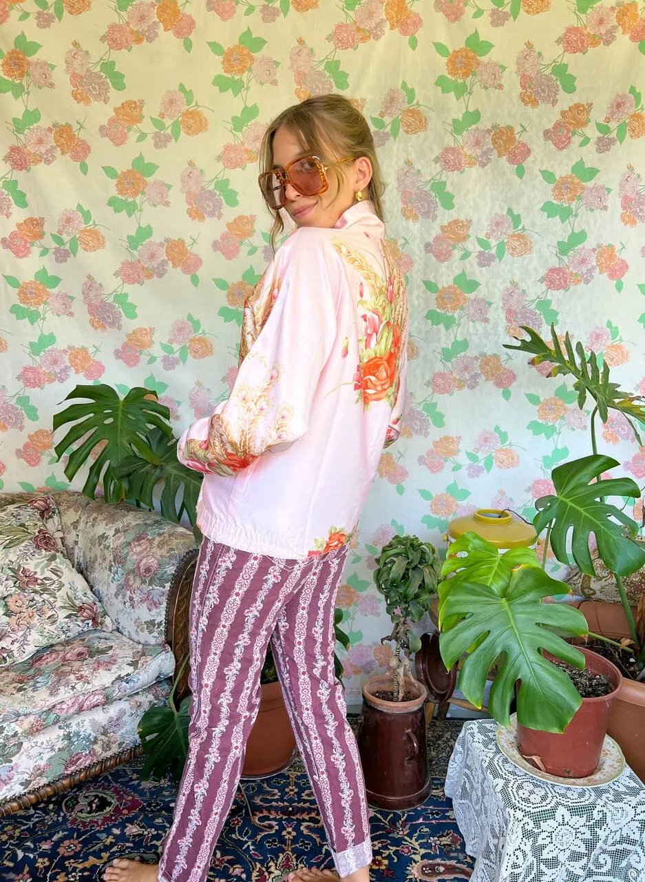 90's Iconic Pink Satin Windbreaker