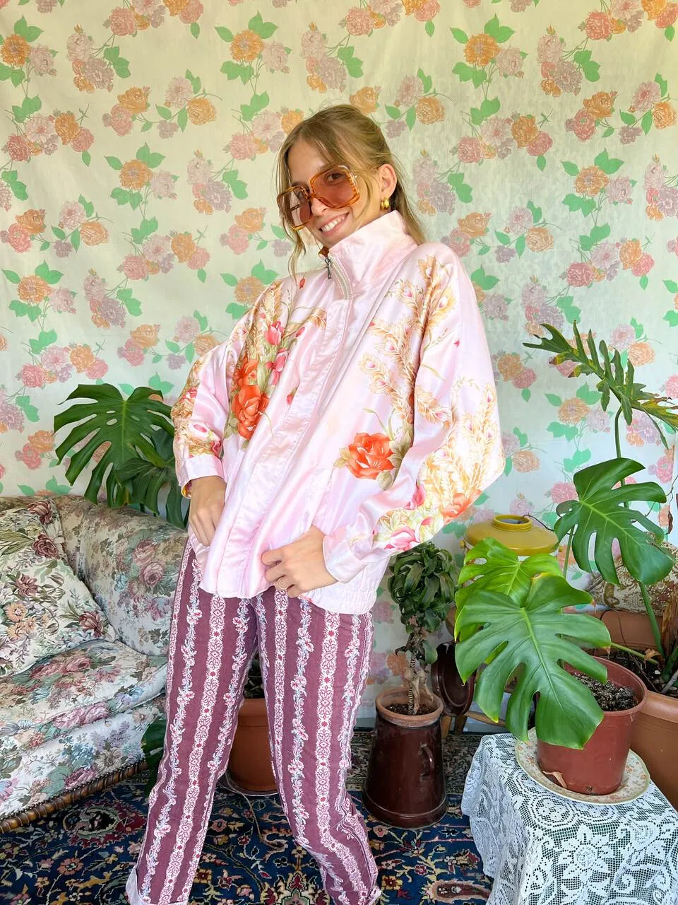 90's Iconic Pink Satin Windbreaker
