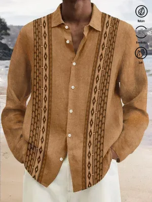 Alohadaddy Vintage Azikot Print Men's Button Long Sleeve Shirt