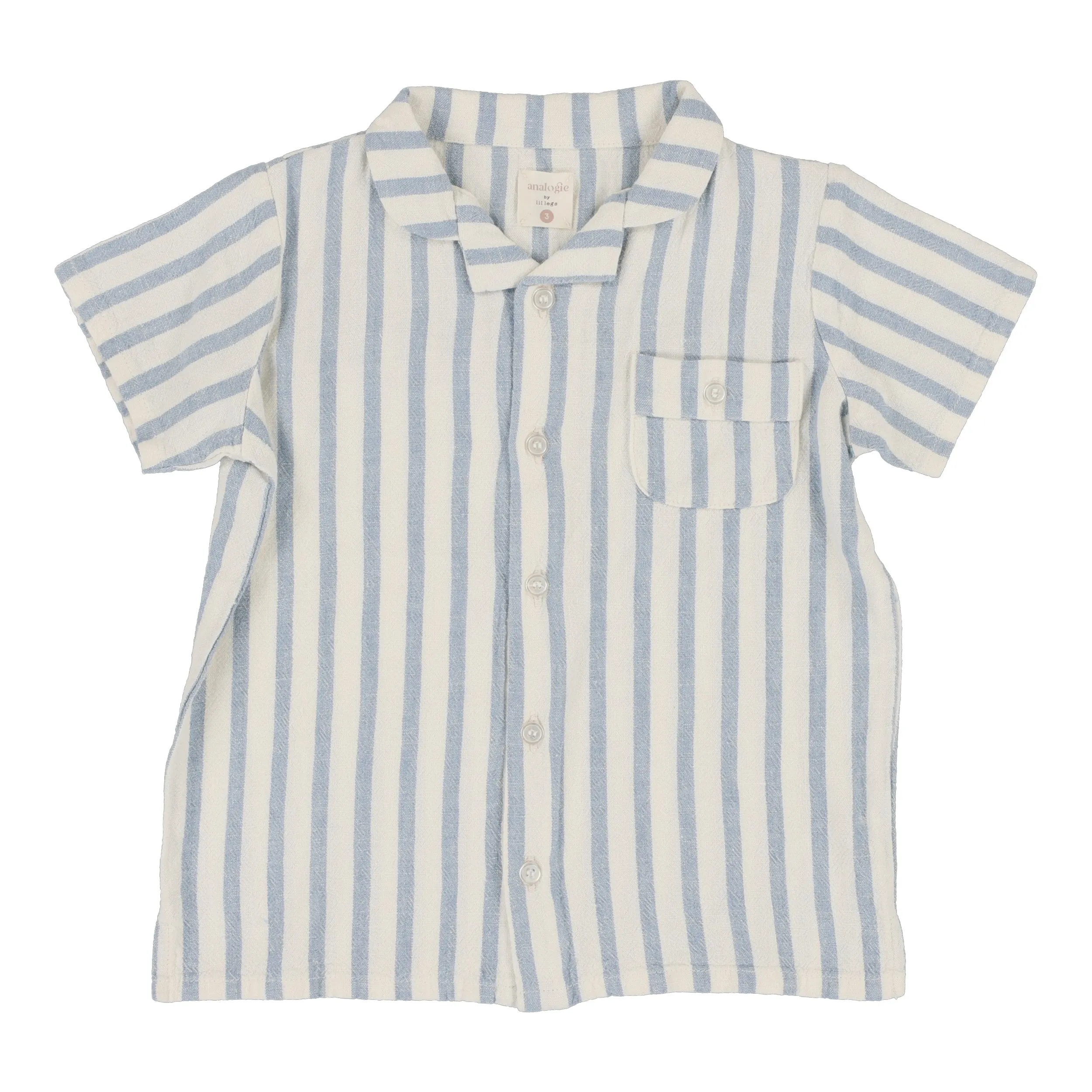 Analogie Linen Stripe Button Down Shirt - Blue