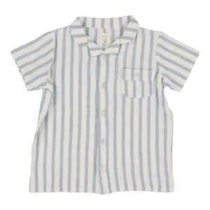 Analogie Linen Stripe Button Down Shirt - Blue