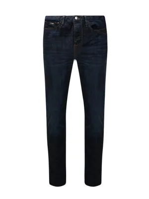 Armani Mens Slim Washed Blue Denim Jeans
