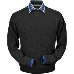 Baby Alpaca 'Links Stitch' Sweatshirt-Style Crew Neck Sweater in Charcoal Heather by Peru Unlimited