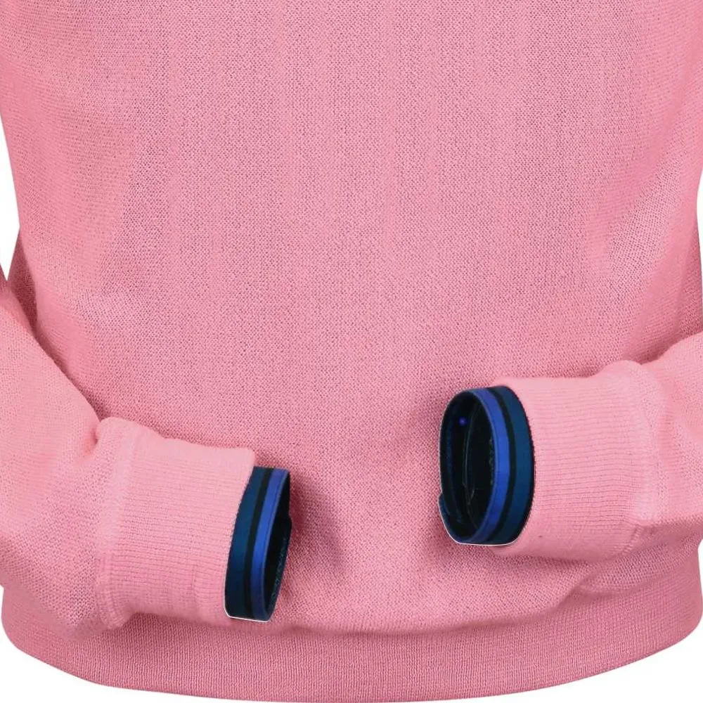 Baby Alpaca 'Links Stitch' Sweatshirt-Style Crew Neck Sweater in Coral by Peru Unlimited