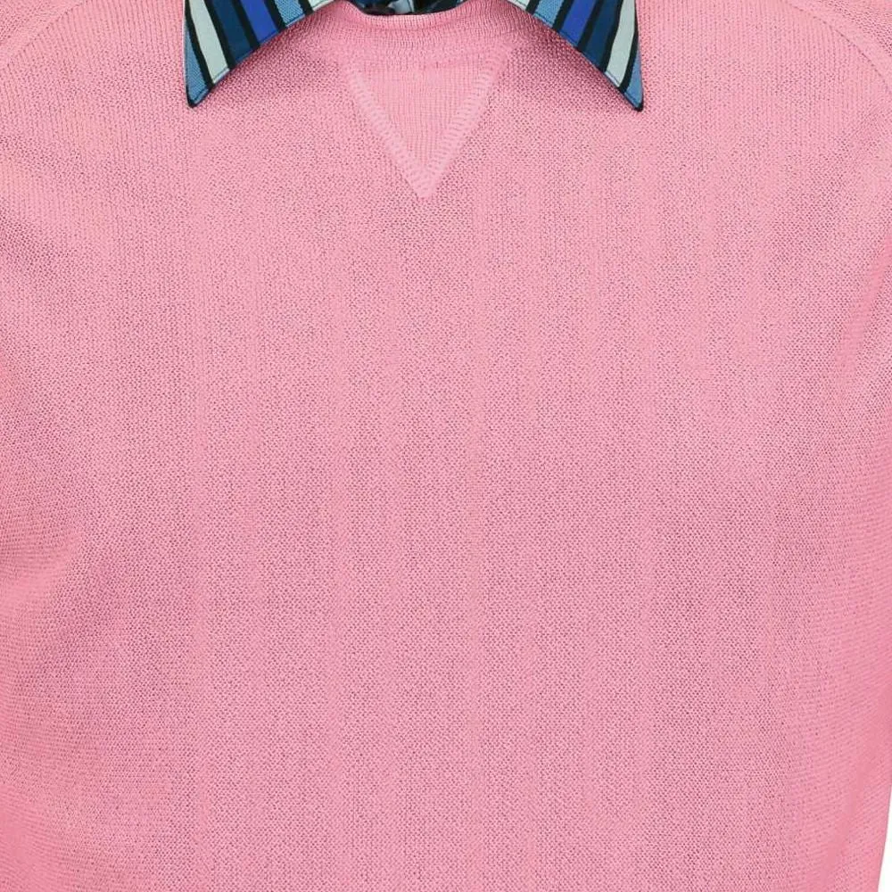 Baby Alpaca 'Links Stitch' Sweatshirt-Style Crew Neck Sweater in Coral by Peru Unlimited