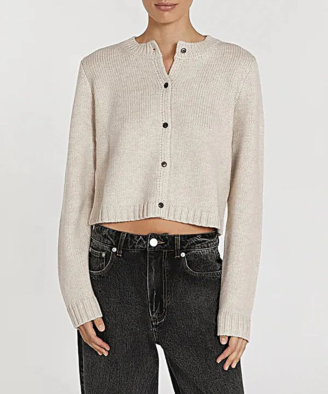 Cioatin Women Long Sleeve Button Down Knit Crop Cardigan Open Front Lightweight Sweater Pullover Fall Outfits Tops