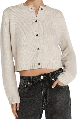Cioatin Women Long Sleeve Button Down Knit Crop Cardigan Open Front Lightweight Sweater Pullover Fall Outfits Tops