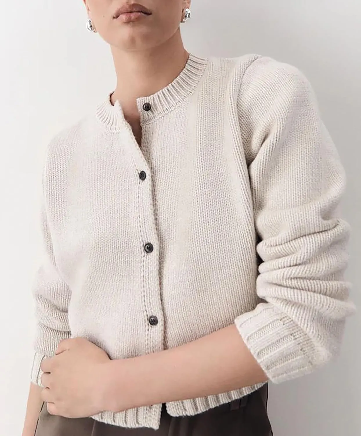 Cioatin Women Long Sleeve Button Down Knit Crop Cardigan Open Front Lightweight Sweater Pullover Fall Outfits Tops