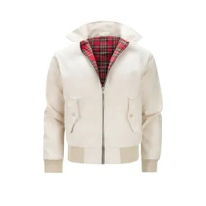 Classic Vintage Retro Harrington Bomber Jacket Beige