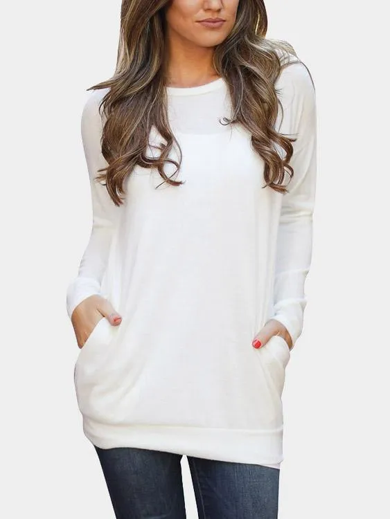 Custom Round Neck Long Sleeve White T-Shirts