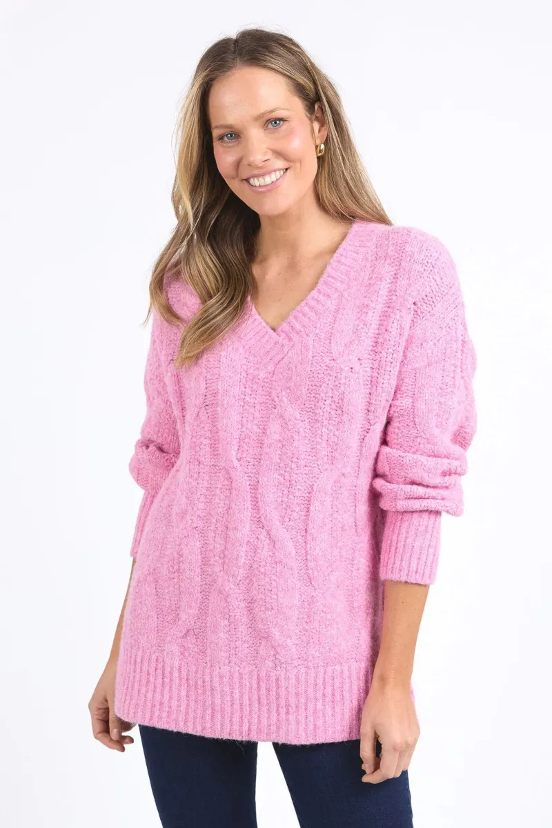 Elm - Tallulah Cable Knit Pink Geranium