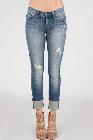 Judy Blue Distressed Cuffed Straight Leg Jeans