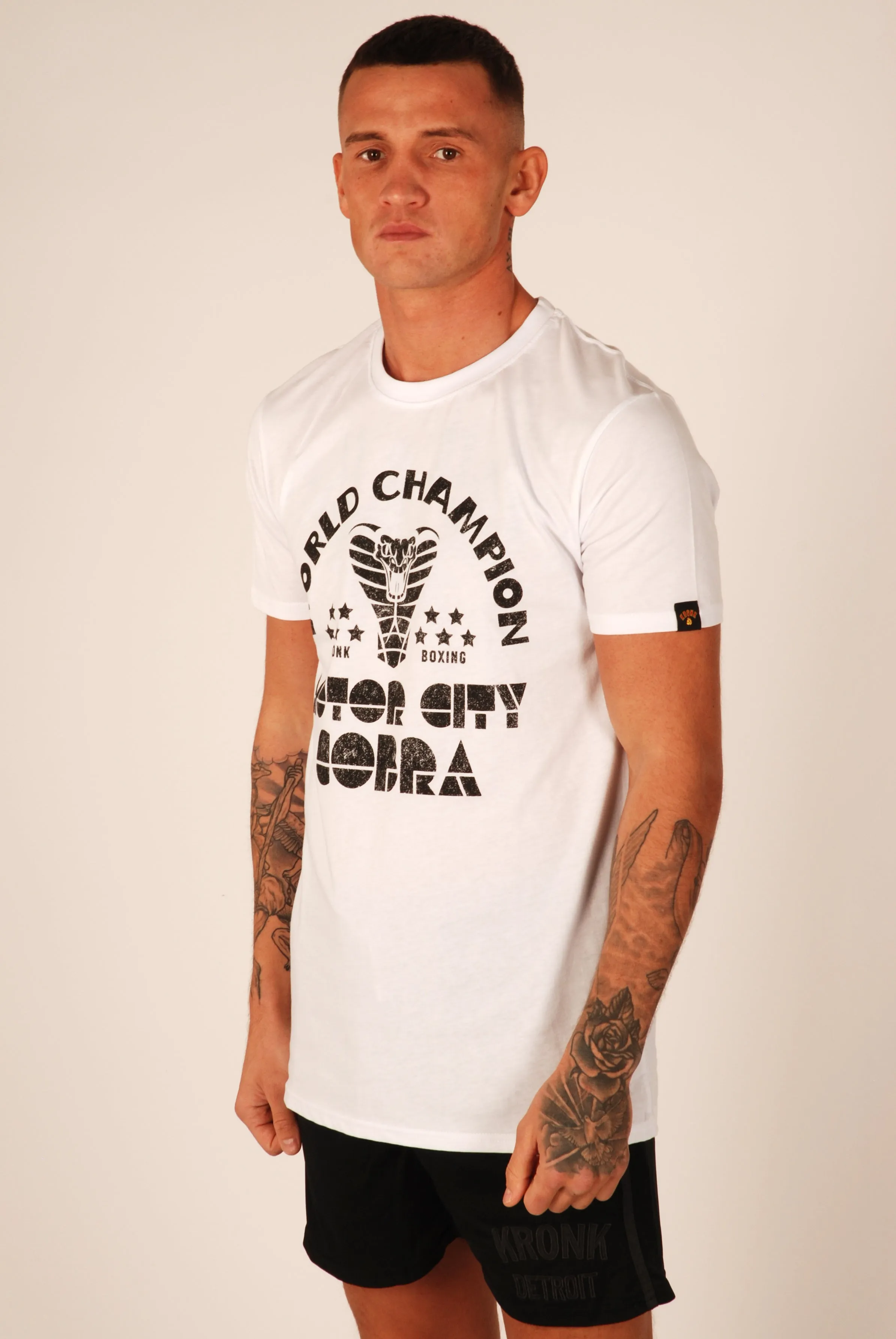 KRONK Thomas Hearns Motor City Cobra Slimfit T Shirt White