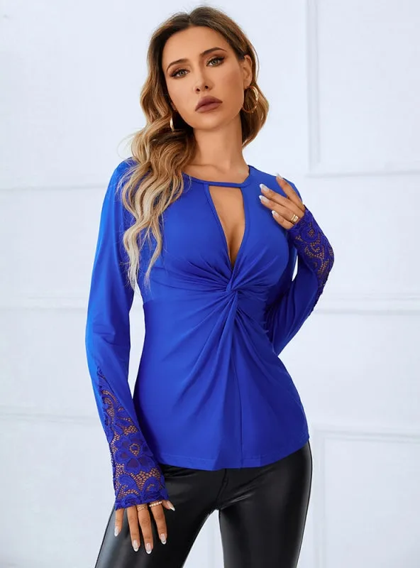 Lace Stitching Long Sleeve Shirt
