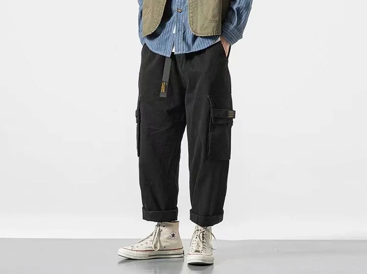 Men Straight Leg Casual Cropped Trousers