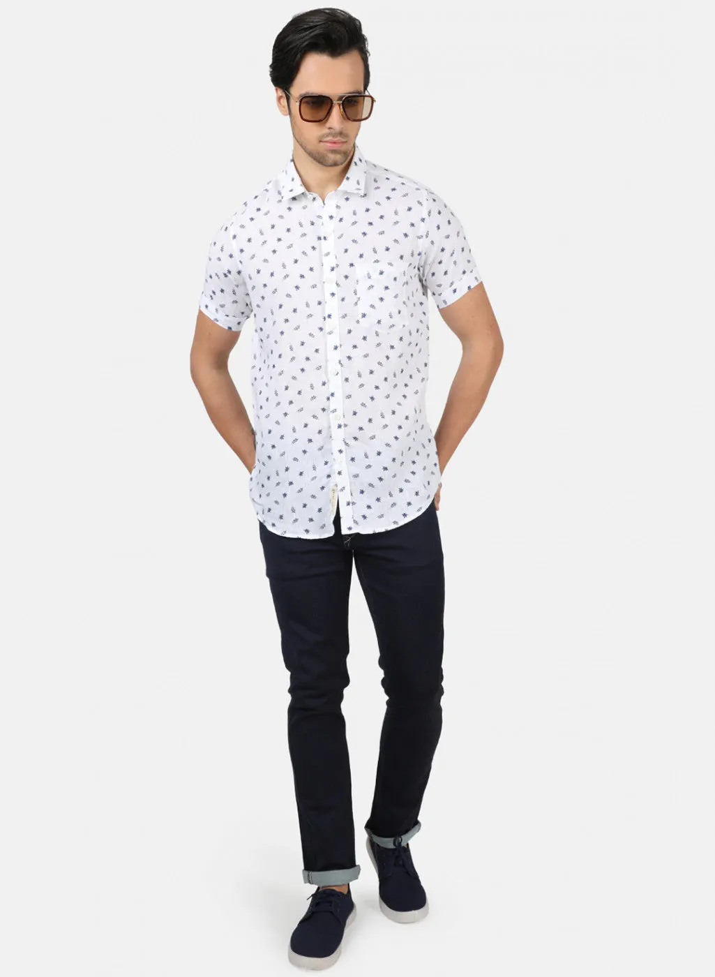 Men White Printed Shirts
