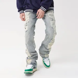 Men's Trousers Zipper Artistic Washing Straight Leg Micro Elastic Loose