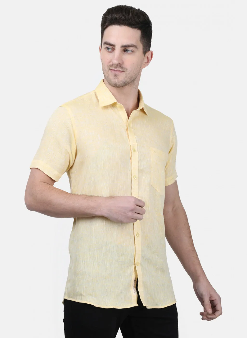 Mens Yellow Solid Shirts