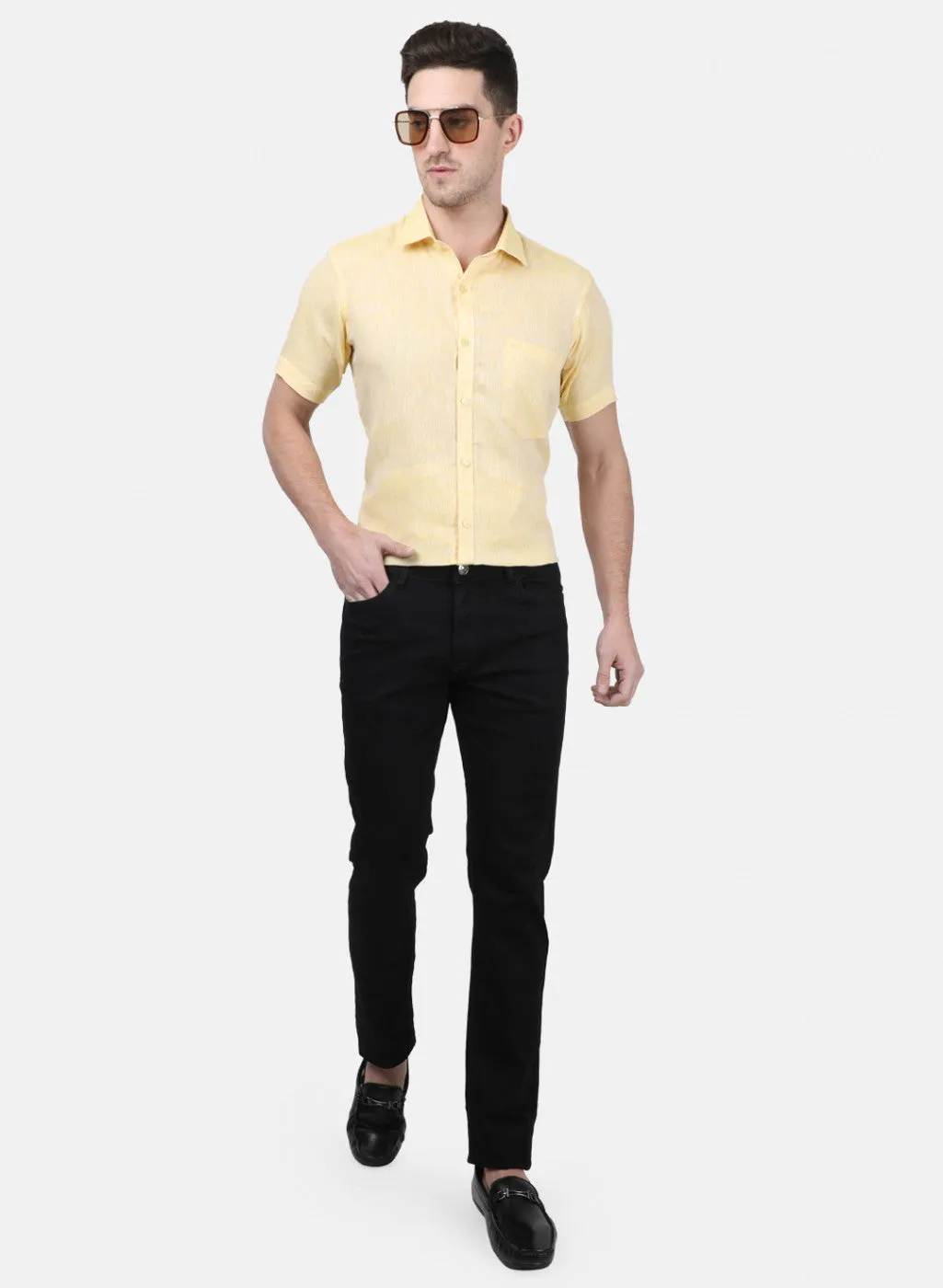 Mens Yellow Solid Shirts