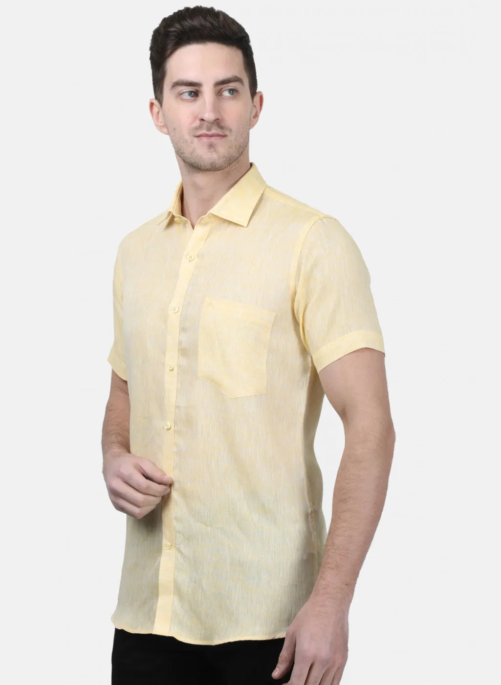 Mens Yellow Solid Shirts