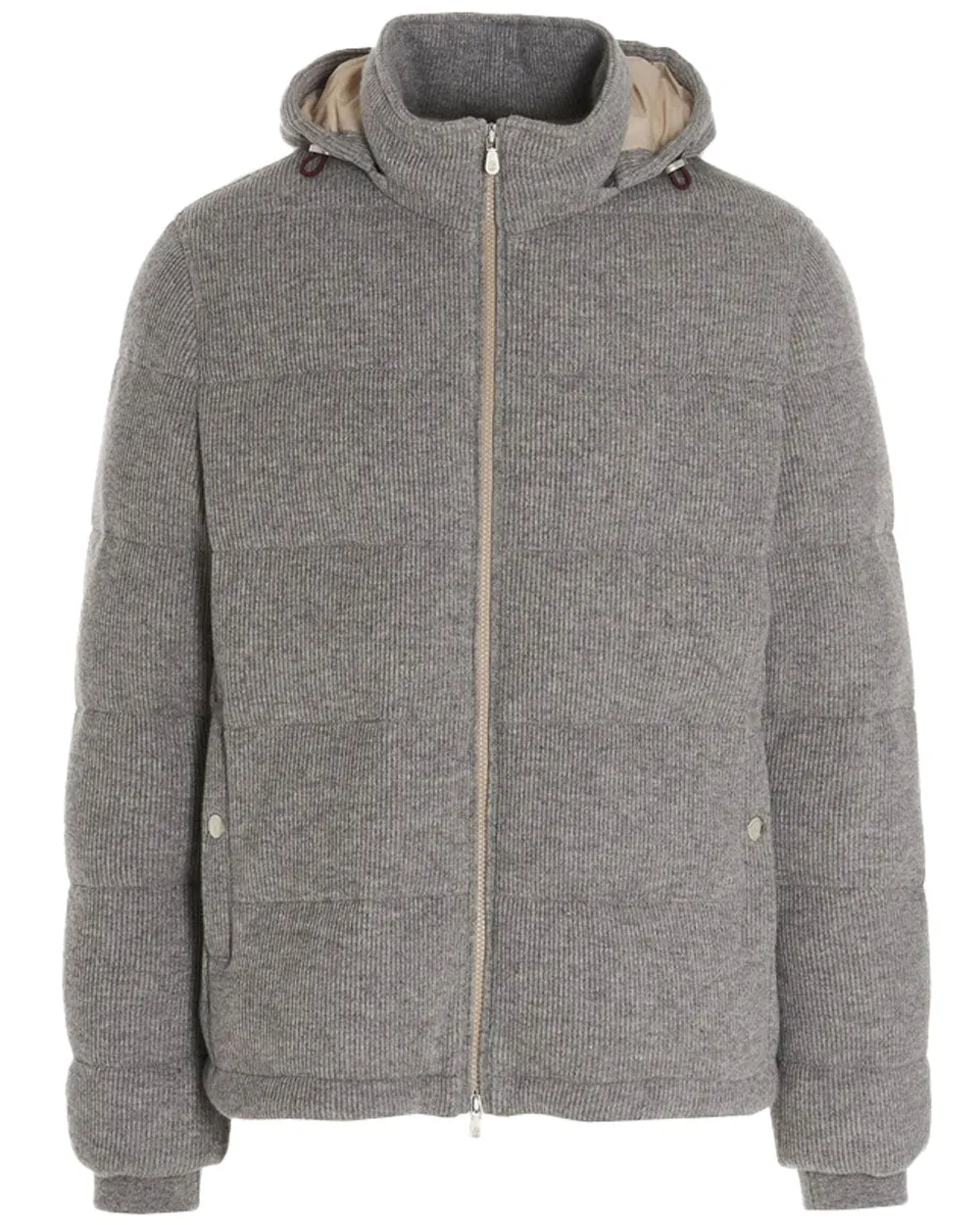 Mid Grey Cashmere Knit Padded Jacket