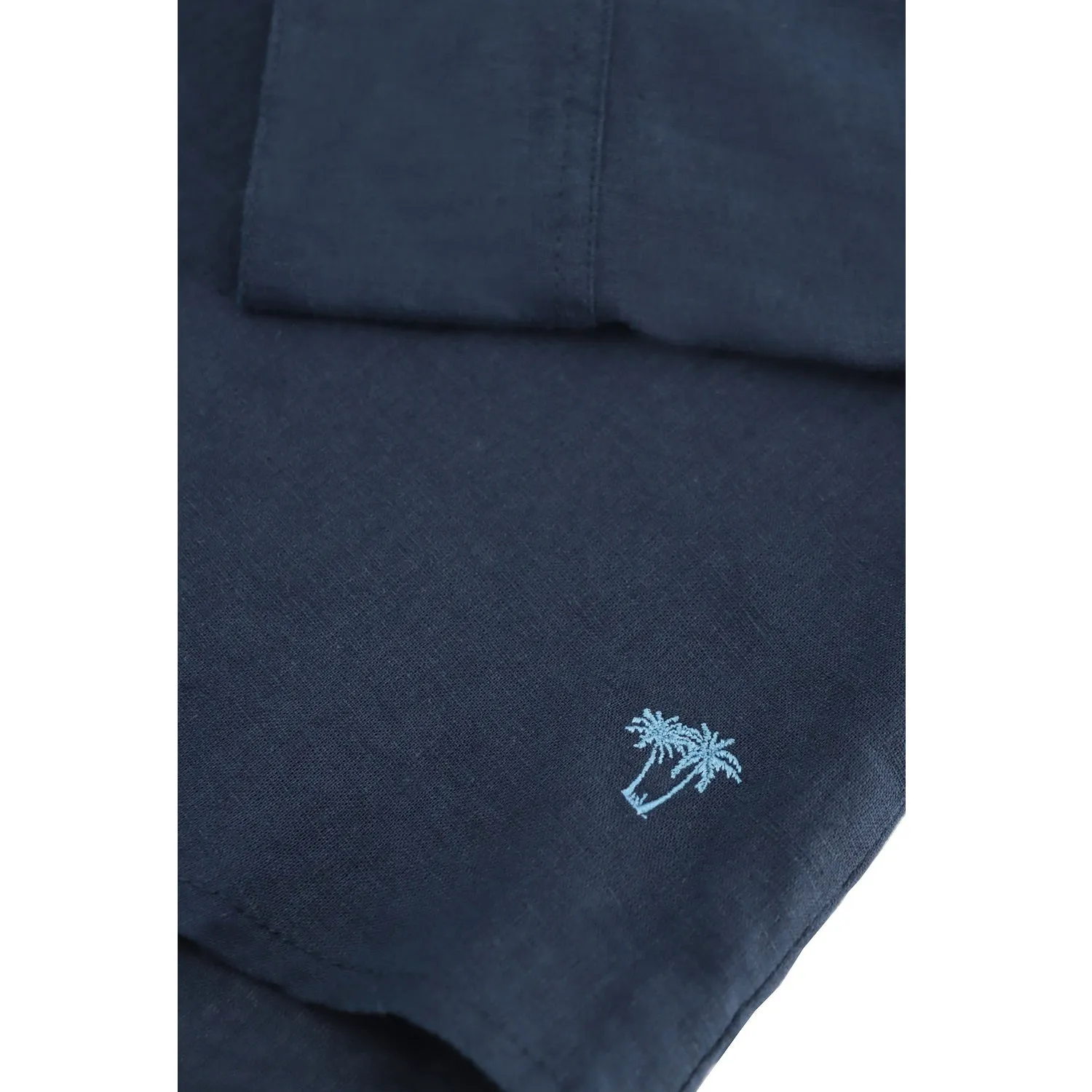 Relaxed Fit Linen Button-Down Shirts - Navy