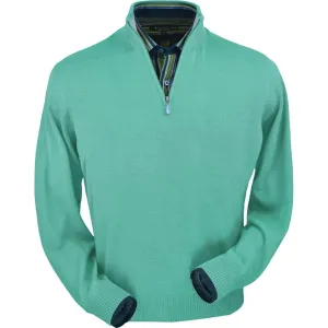 Royal Alpaca Half-Zip Mock Neck Sweater in Aqua Heather by Peru Unlimited