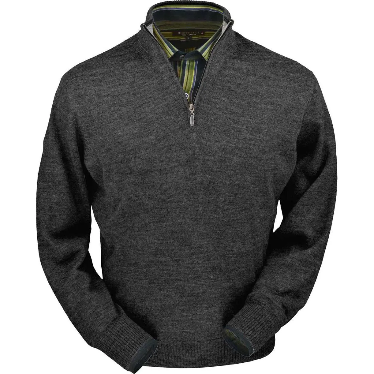 Royal Alpaca Half-Zip Mock Neck Sweater in Medium Grey Heather by Peru Unlimited