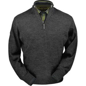 Royal Alpaca Half-Zip Mock Neck Sweater in Medium Grey Heather by Peru Unlimited