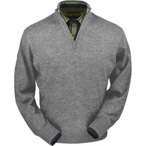 Royal Alpaca Half-Zip Mock Neck Sweater in Silver Grey Heather by Peru Unlimited