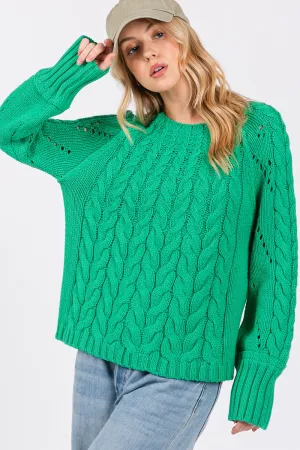 SAGE   FIG Cable-Knit Long Sleeve Sweaters