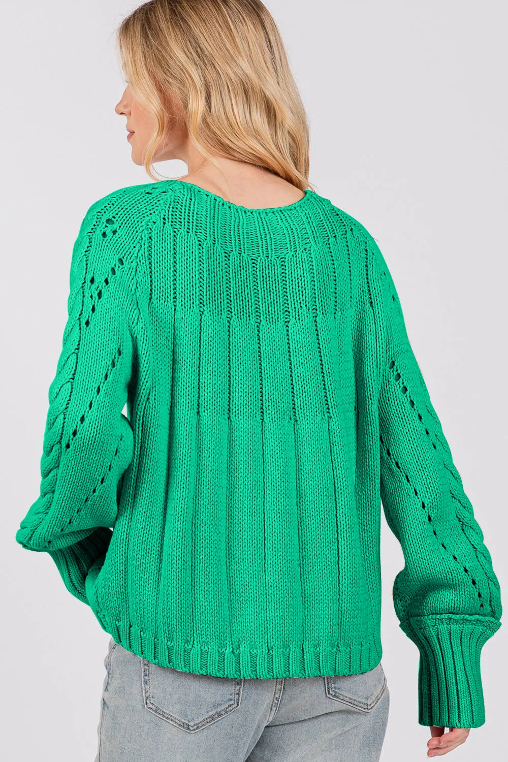 SAGE   FIG Cable-Knit Long Sleeve Sweaters