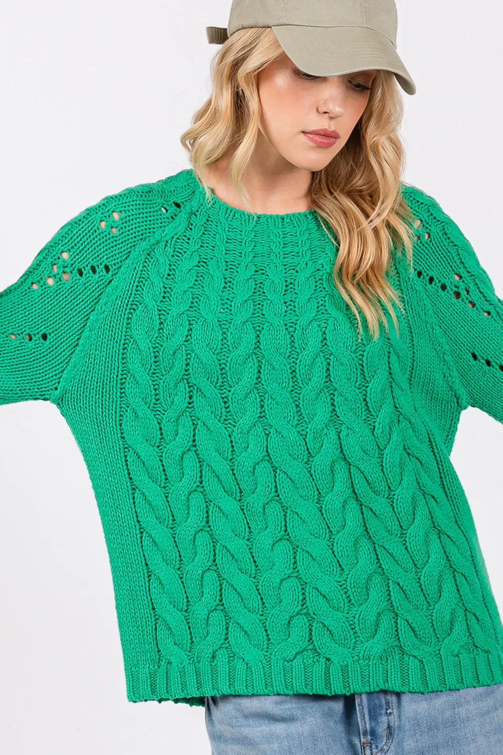 SAGE   FIG Cable-Knit Long Sleeve Sweaters