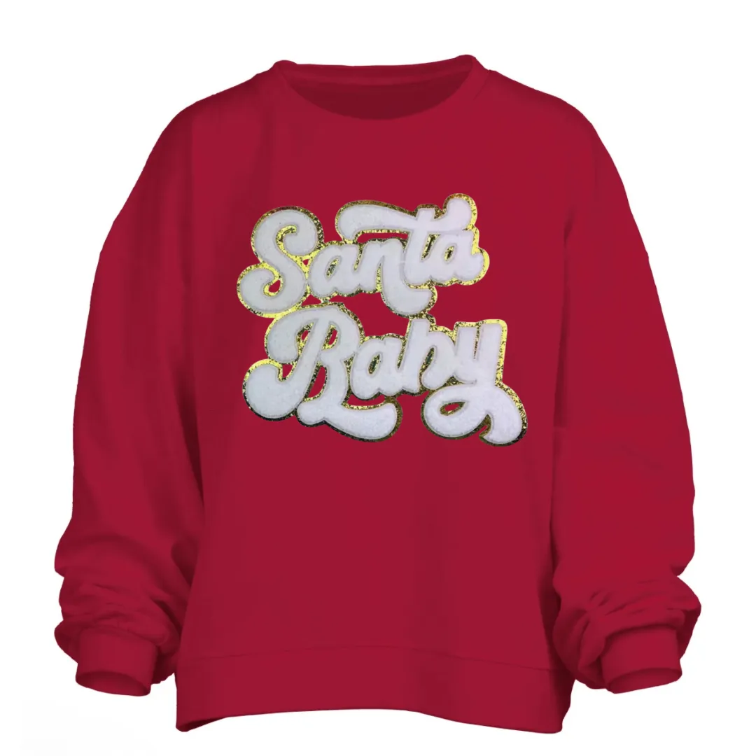 Santa baby chenille and glitter patch