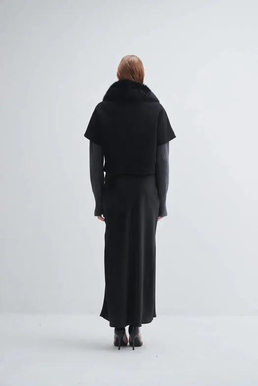 Short-Sleeve Jacket with Fur Collar