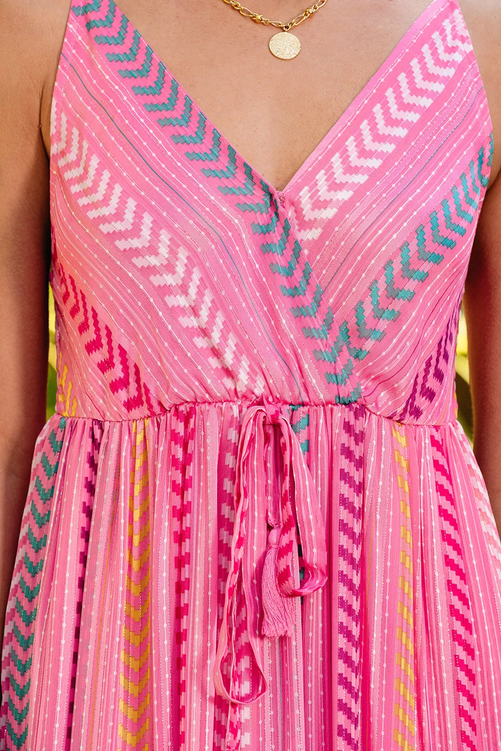Tassel Tie V Neck Wrap Maxi Dress