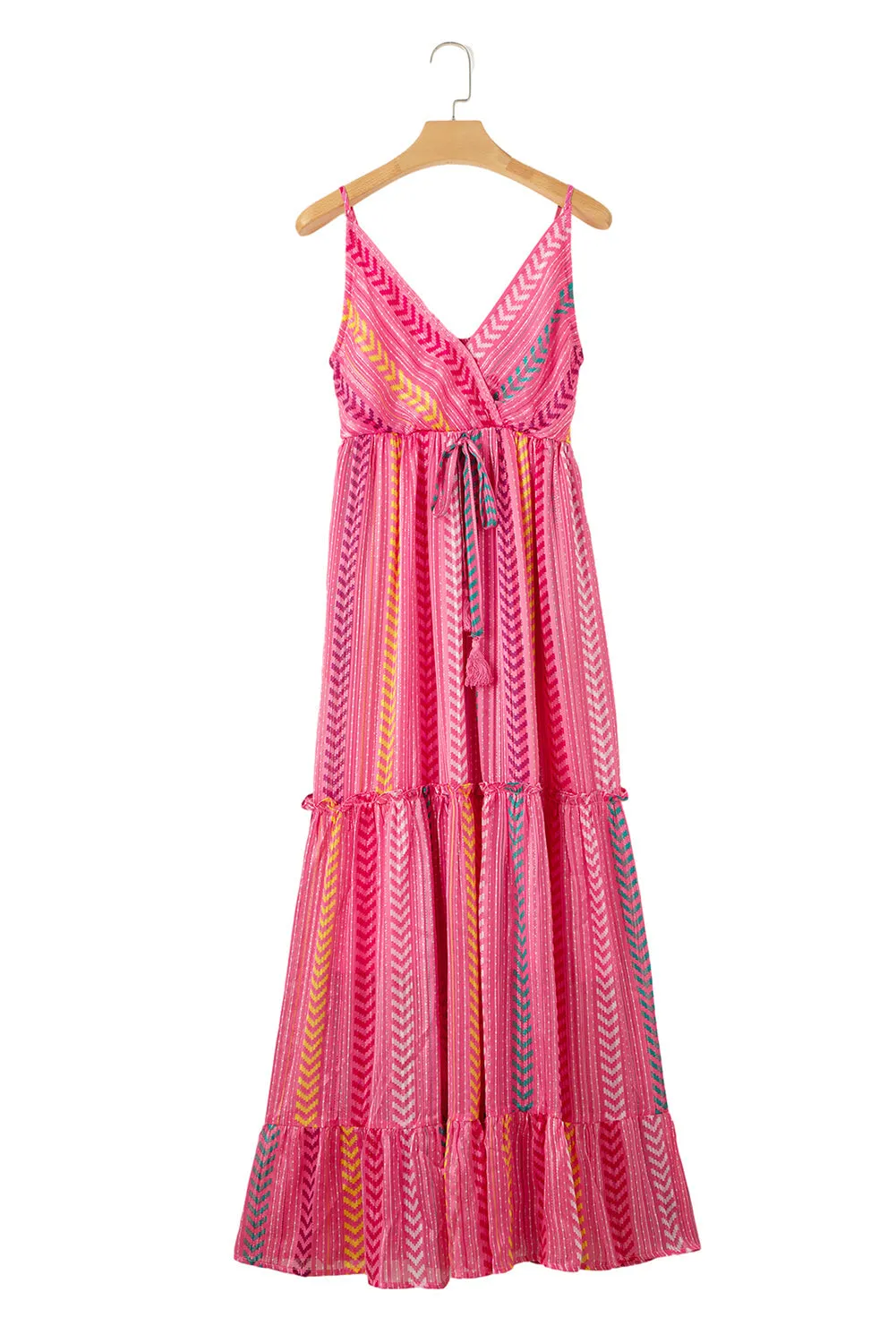 Tassel Tie V Neck Wrap Maxi Dress