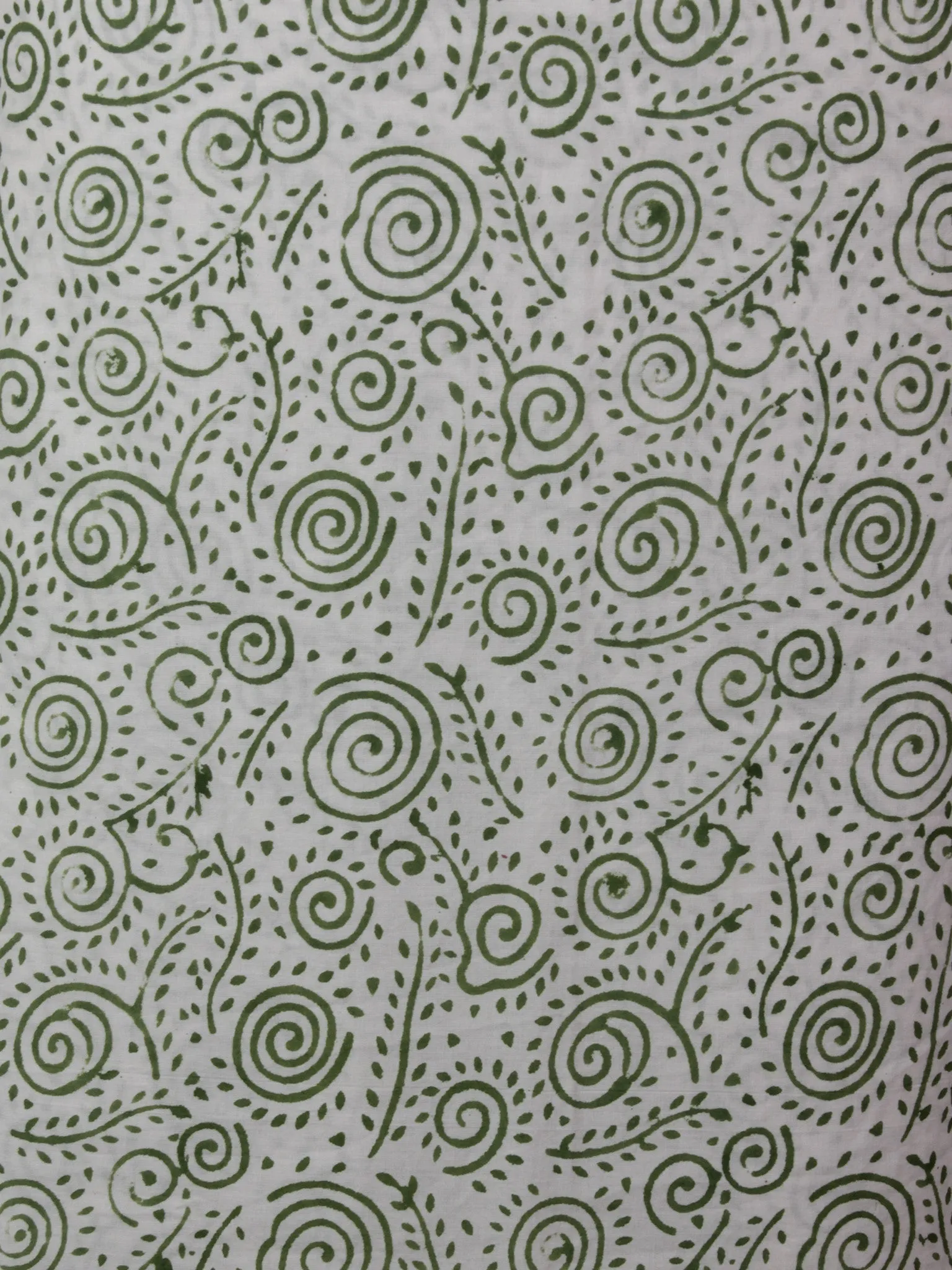 White Green Pink Hand Block Printed Cotton Suit-Salwar Fabric With Chiffon Dupatta (Set of 3) - S16281319