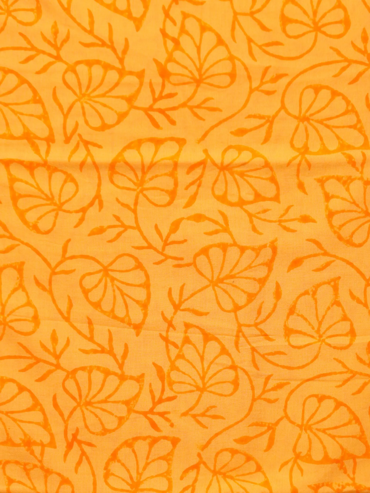 White Orange Hand Block Printed Cotton Suit-Salwar Fabric With Chiffon Dupatta (Set of 3) - SU01HB399