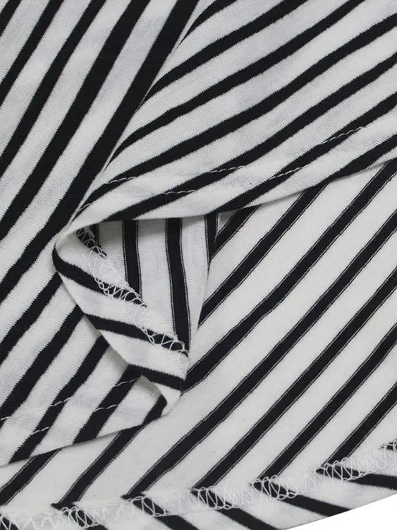 Wholesale Halter Sleeveless Stripe Irregular Hem Maxi Dress